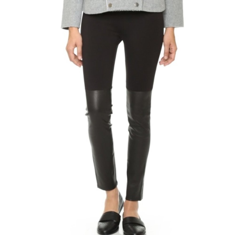 Vince Leather Trim Mixed Media Leggings Sz XS